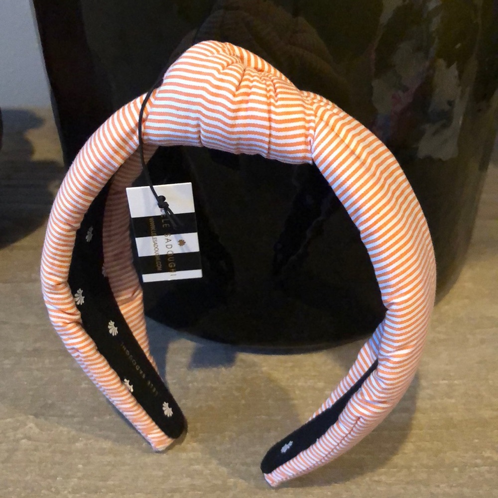 New Lele Sadoughi orange seersucker headband